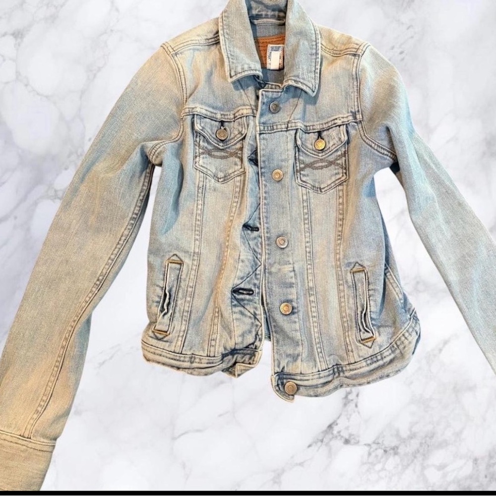 Abercrombie &‎ Fitch 2008 Fitted Denim Jacket Small Light Wash Y2K